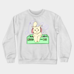 Yellow Cat Listening To Music Inside The Music Box Crewneck Sweatshirt